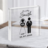 Square Bride And Groom Icon Symbol Anniversary Date Gift Acrylic Block