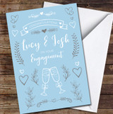 Congratulations Engagement Icons Decorative Blue Silver Personalised Card