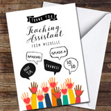 Thank You Teaching Assistant Children Hands School Leavers Personalised Card