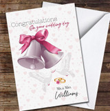 Wedding Day Bells Hearts Mr & Mrs Congratulations Personalised Card