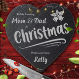 Any Text Xmas Heart Personalised Engraved Christmas Slate Chopping Board