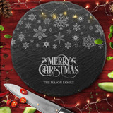 Snowflakes Round Any Text Personalised Engraved Christmas Slate Chopping Board