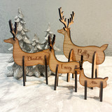 Personalised Reindeer Christmas Family Decoration Table Name Place Setting