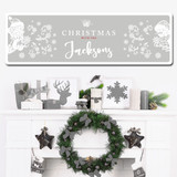 Grey Santa Snowman Snowflakes Family Name Christmas Large Personalised Sign