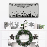 Grey Nativity Scene Family Name Christian Christmas Home Personalised Sign