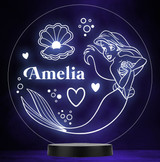 Little Mermaid Clam Heart Personalised Gift Colour Change Led Lamp Night Light