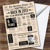 2013 Newspaper Any Age Any Year You Were Born Facts Personalised Birthday Card
