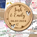 Doodle Heart Round Wooden Wedding Save The Date Magnets & Backing Cards