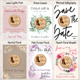 Bride Groom Round Wooden Wedding Save The Date Magnets & Backing Cards