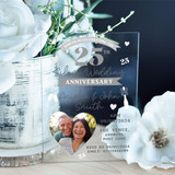 25th Photo Heart Silver Acrylic Clear Wedding Anniversary Party Invitations