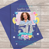 50th Or Any Age Photo Banner Acrylic Transparent Birthday Party Invitations