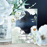 Daisy Flower Acrylic Clear Transparent Luxury Wedding Save The Date Invite Cards