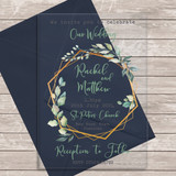 Leaf Green Nature Gold Geo Acrylic Clear Transparent Wedding Invitations Invites