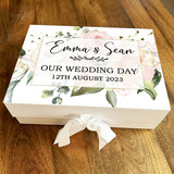 Watercolour Flowers Personalised Wedding Day Keepsake Memory Hamper Gift Box