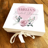 Bridal Shower Pink Rose Hen Do Bride To Be Personalised Square Keepsake Gift Box
