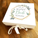 Bride Wife Green Leaves Foliage Personalised Square Wedding Day Gift Box