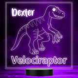 Kids Cute Dinosaur Fan Velociraptor LED Personalised Gift Night Light