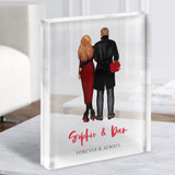 Forever & Always Red Gift For Him or Her Personalised Couple Clear Acrylic Block