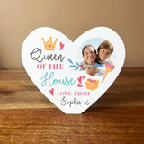 Queen Of The House Mum Photo Heart Shaped Personalised Gift Acrylic Ornament