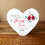 Granny Grandson Roses Heart Shaped Personalised Gift Acrylic Block Ornament