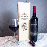 Mum's Medicine Box Floral Grapes Personalised Rope Wooden Single Wine Bottle Box