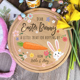 Floral Easter Bunny Carrot Easter Bunny Stop Here Personalised Treat Board