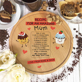 Cupcakes Recipe For An Amazing Mum Personalised Round Kitchen Serving Board