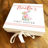 Flowery Bunny First Easter Personalised Square Keepsake Hamper Gift Box