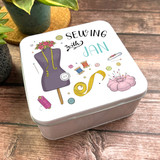 Square Bright Sewing Kit Icons With Personalised Tin