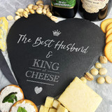 The Best Husband & King Of Cheese Heart & Crown Gift Slate Cheese Serving Board