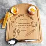 Apple Globe Thanks Amazing Teacher Personalised Bread Egg Breakfast Board