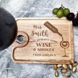 Thank You Teacher Wine Personalised Wine Glass & Nibbles Serving Tray
