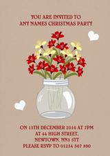 Floral Mason Jar Customised Christmas Party Invitations