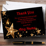 Gold Stars Red Customised Christmas Party Thank You Cards