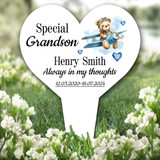 Heart Teddy Bear Flying Plane Remembrance Garden Plaque Grave Memorial Stake