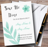 Watercolour Subtle Teal Mint Green Customised Wedding Save The Date Cards