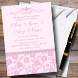 Pretty Baby Rose Pink Floral Diamante Customised Wedding Invitations