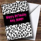 Black & White Leopard Print Customised Birthday Card