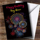 Black Fireworks Customised Birthday Card