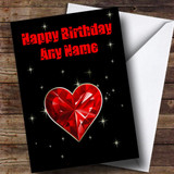 Red Heart And Stars Romantic Customised Birthday Card