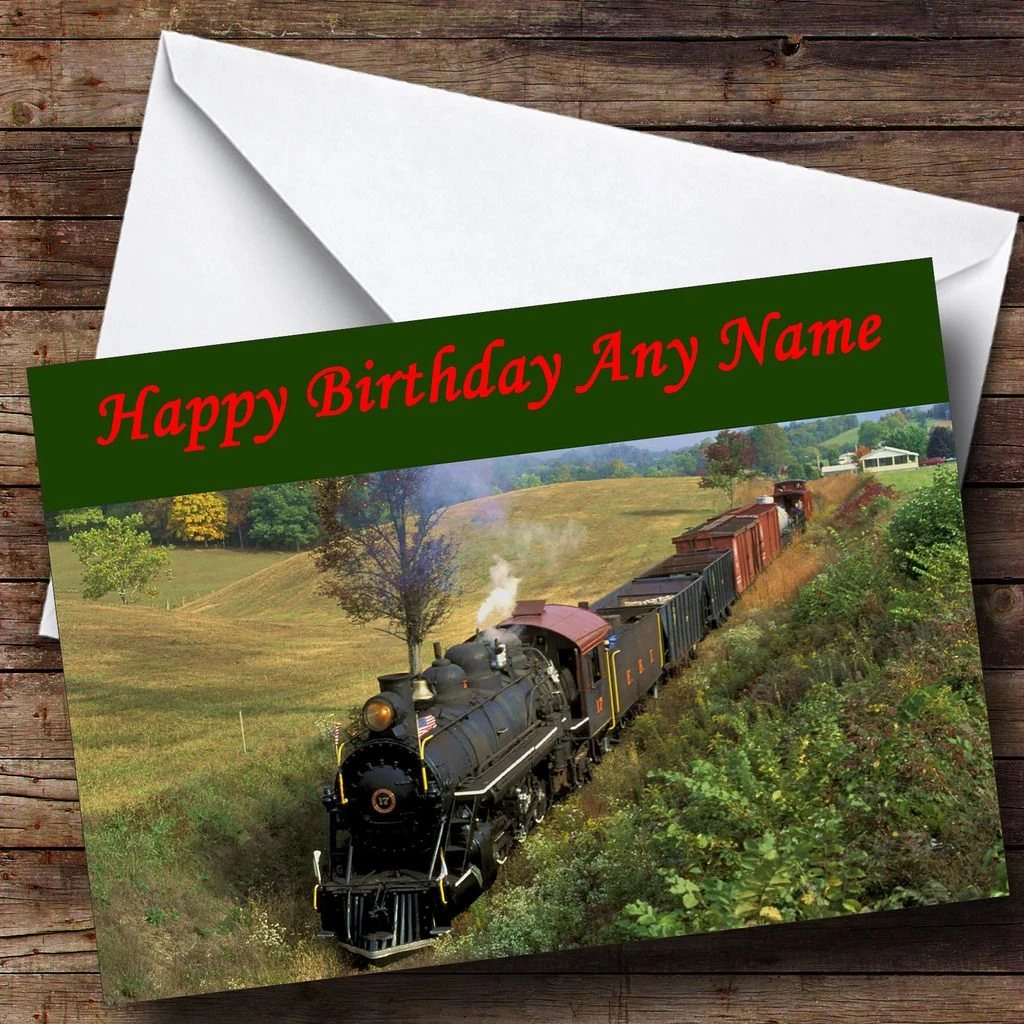 Steam Train Customised Birthday Card - Party Animal Print