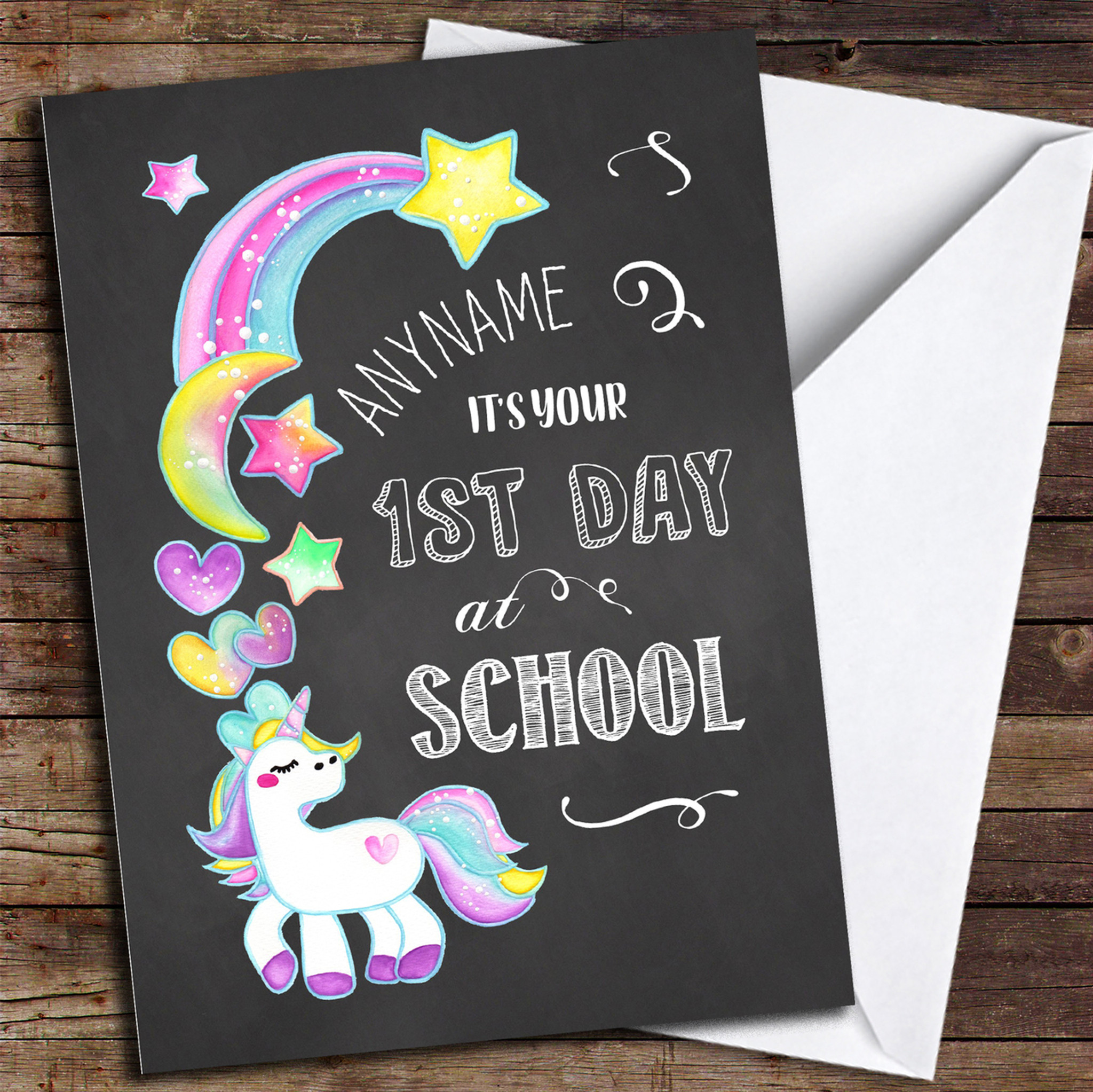 Unicorn Chalk Customised Good Luck Card Party Animal Print