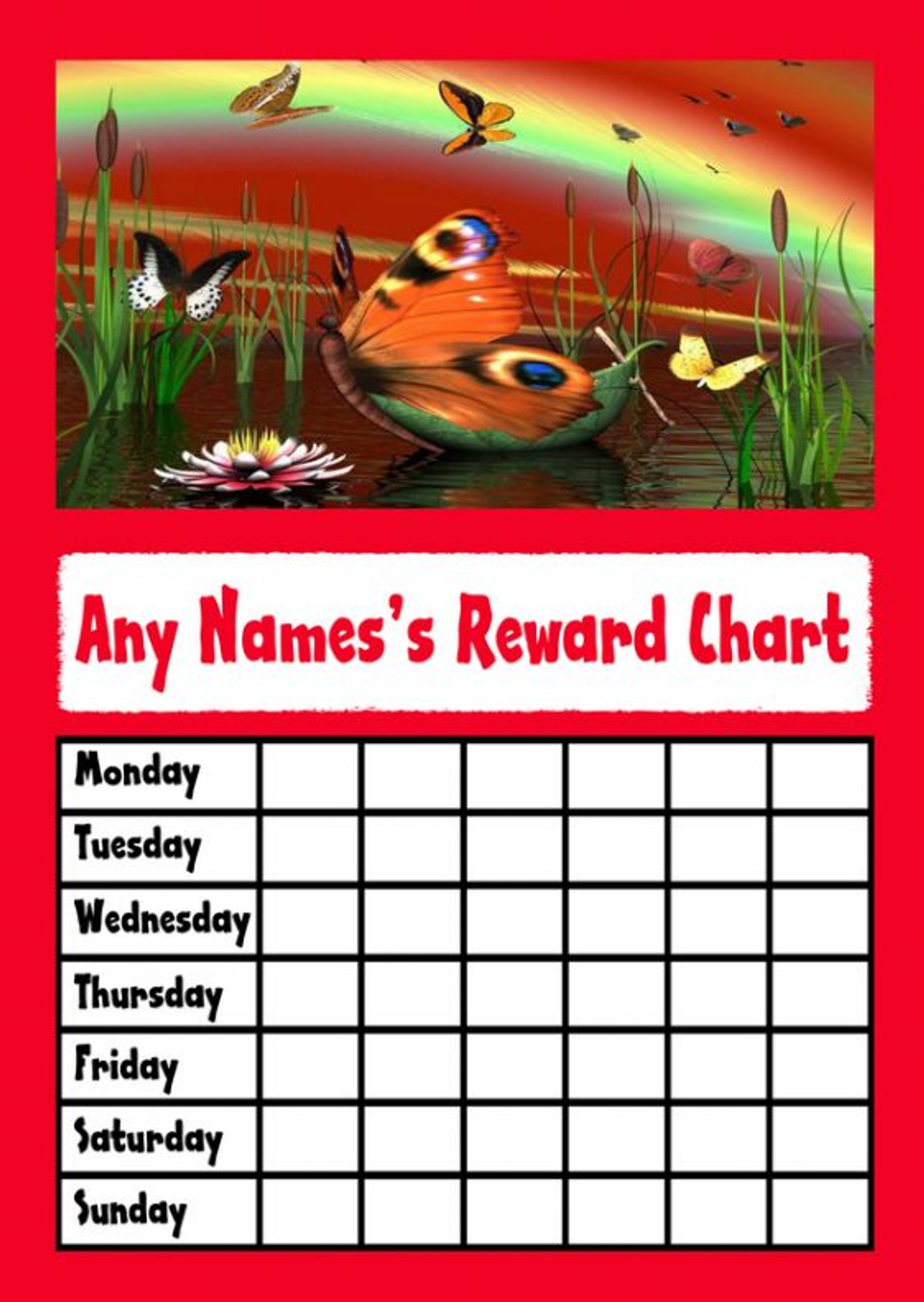 Butterfly Reward Chart