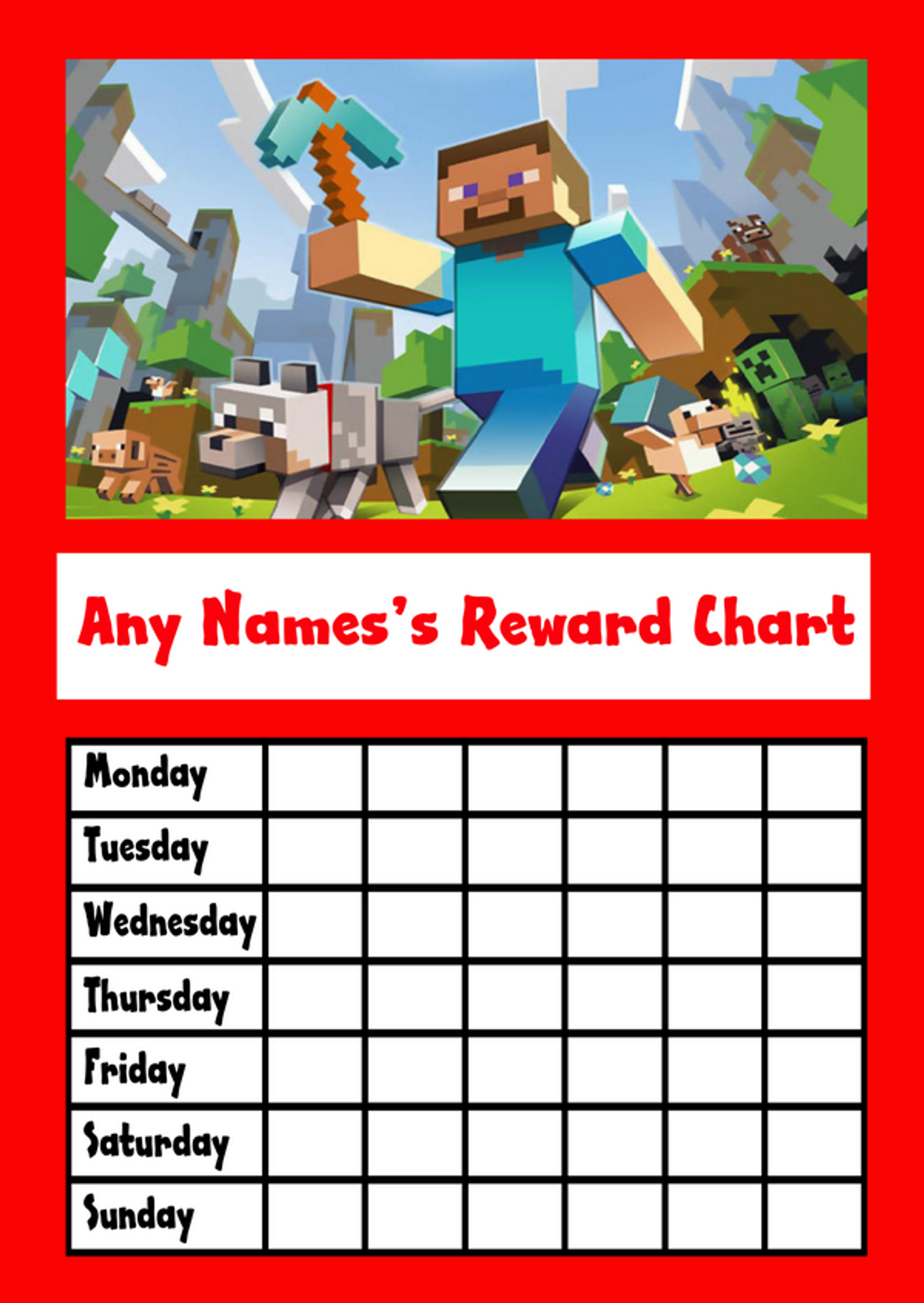 Minecraft Reward Chart