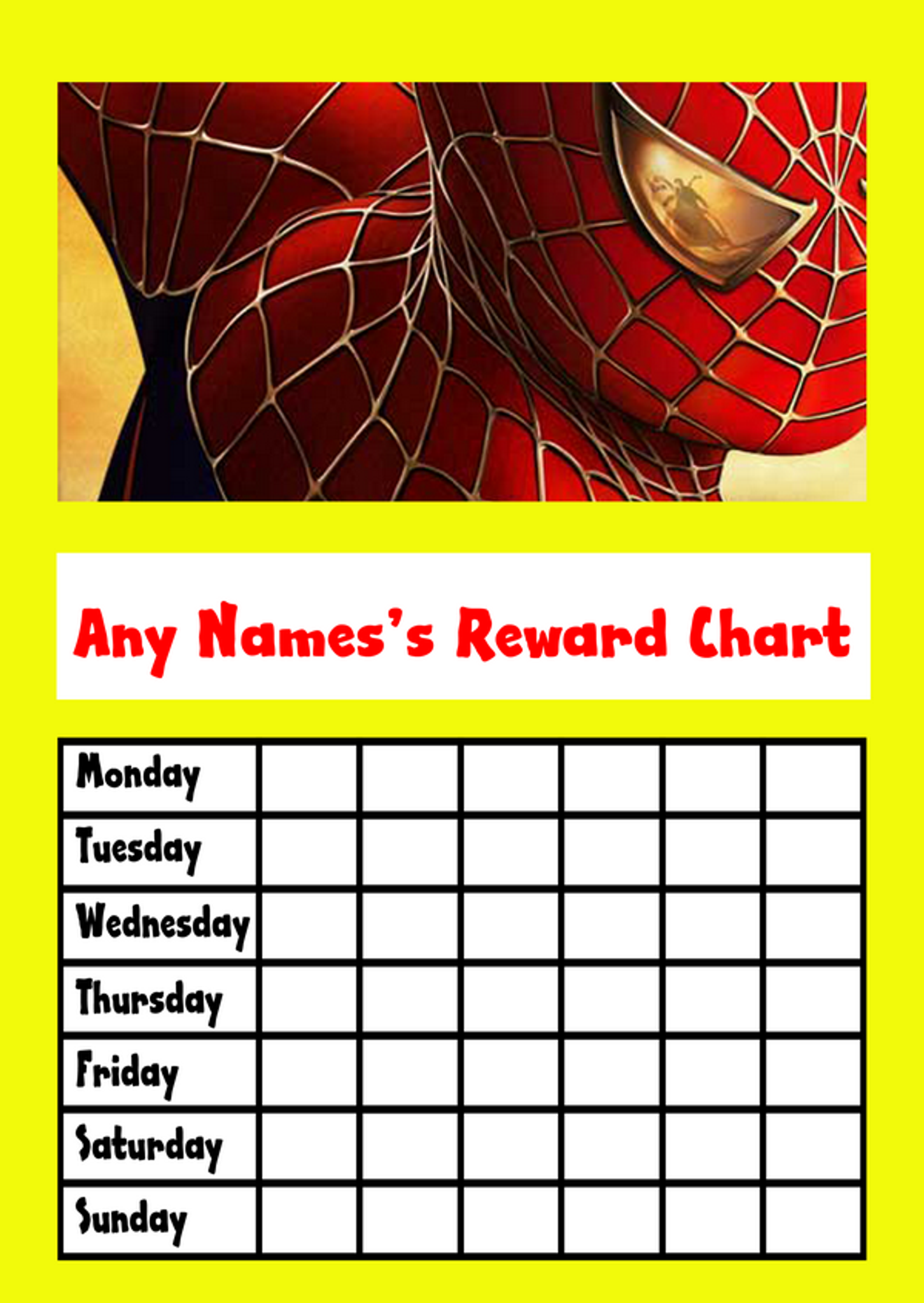 Spiderman Reward Chart