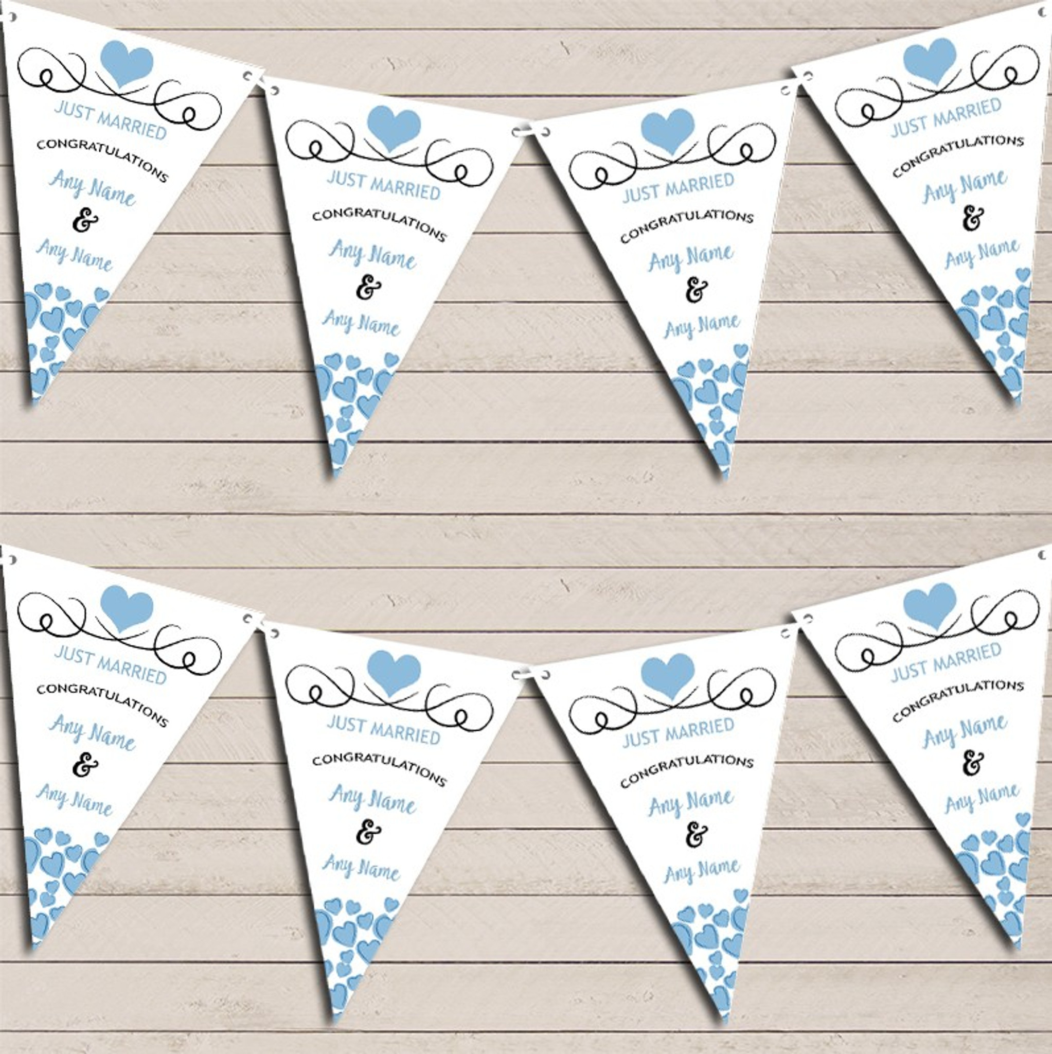 Hearts Party Decoration Just Married Baby Powder Blue Wedding Day