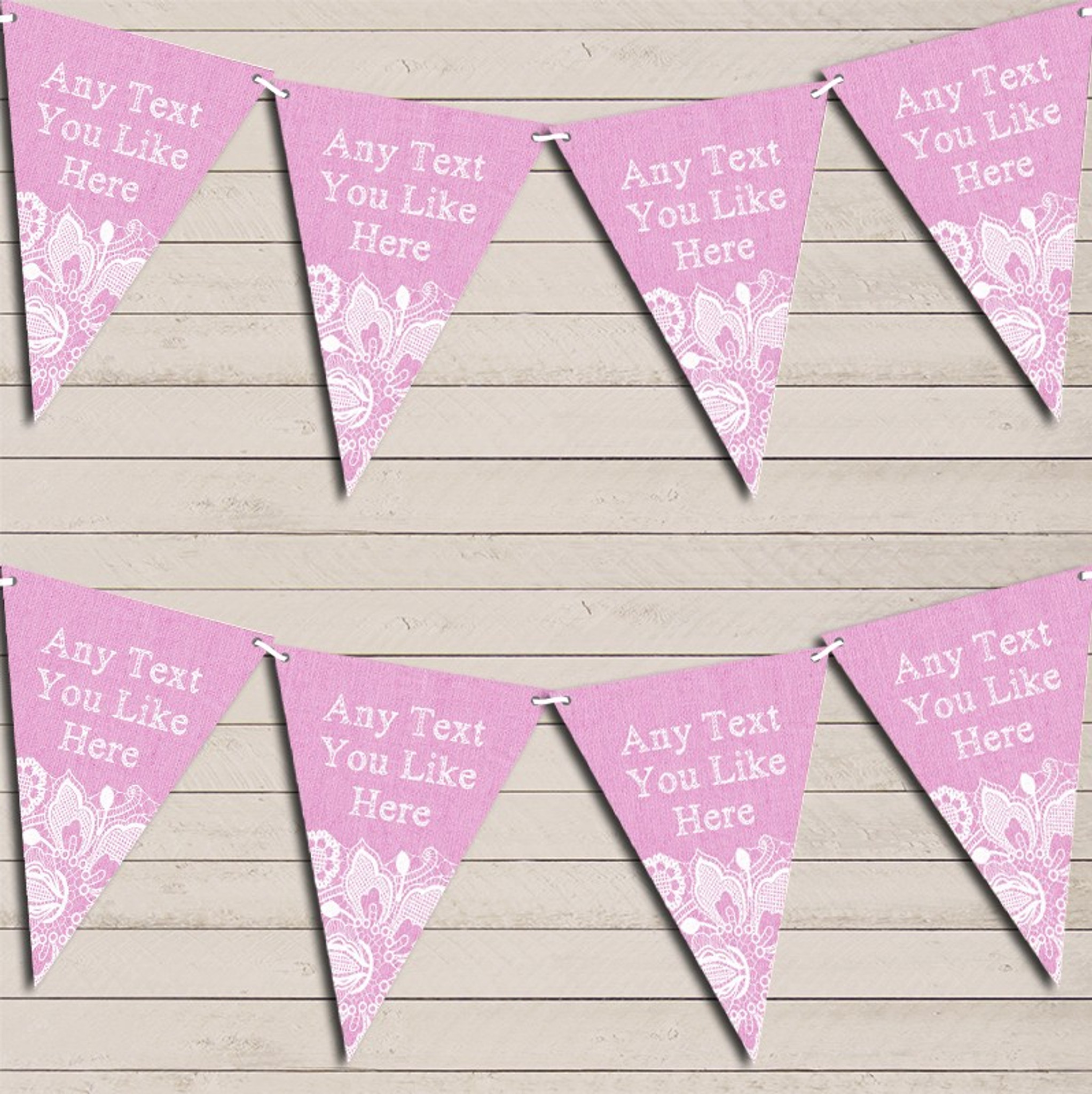 Pink Burlap Lace Wedding Day Married Bunting Garland Party