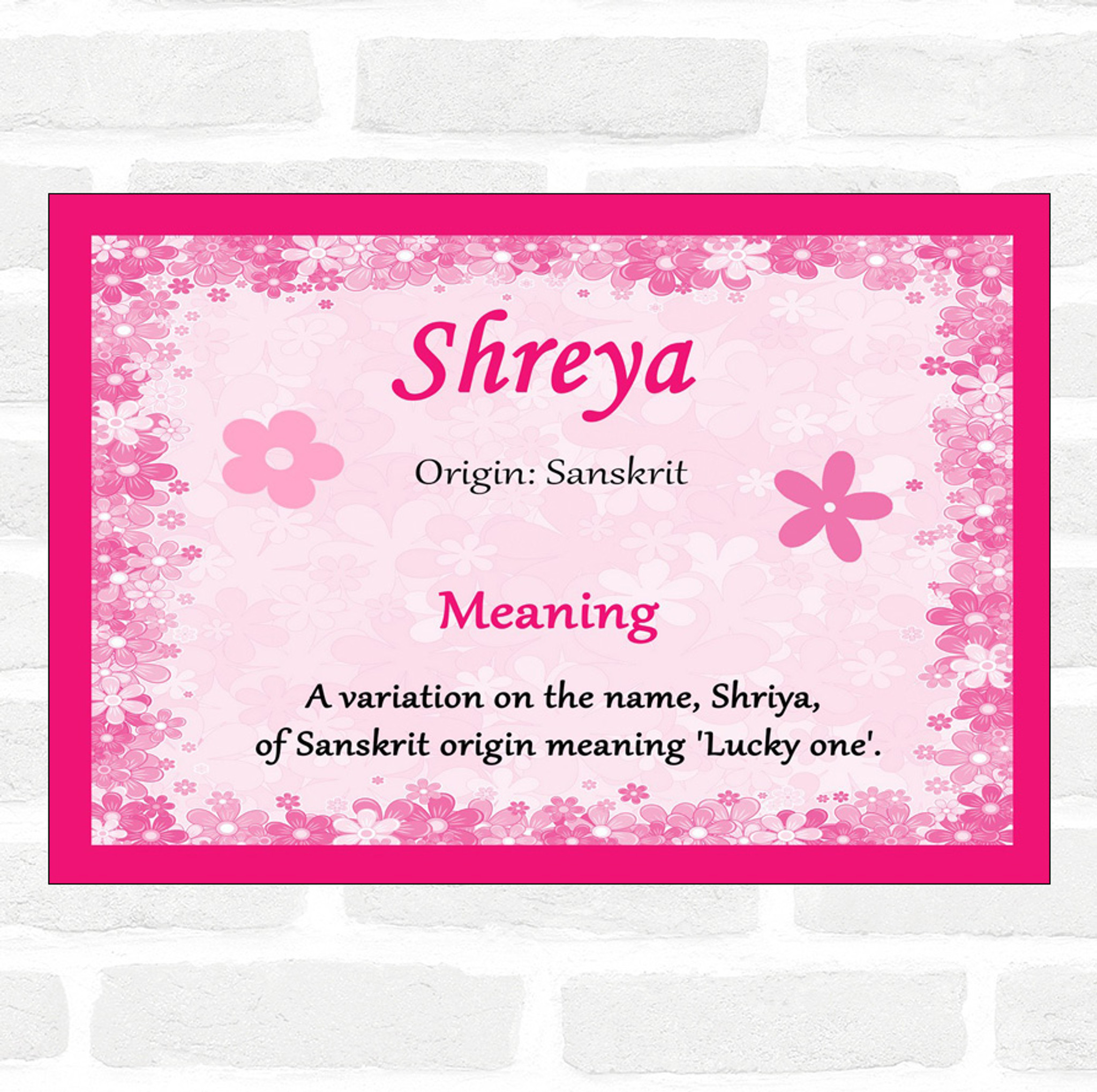Shreya Name Meaning Pink Certificate Party Animal Print