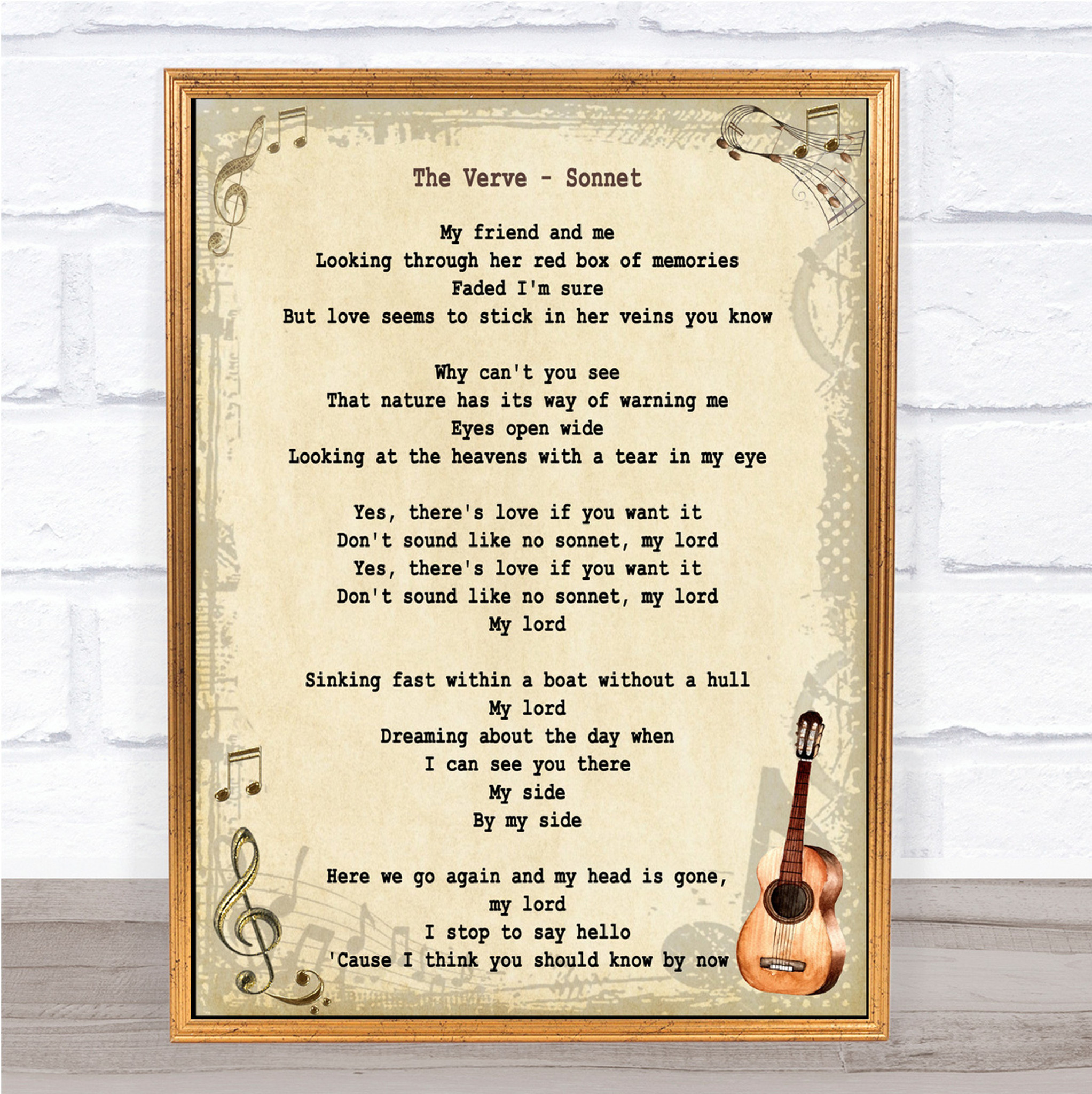 With Or Without You Song Lyric Vintage Quote Print Home Garden