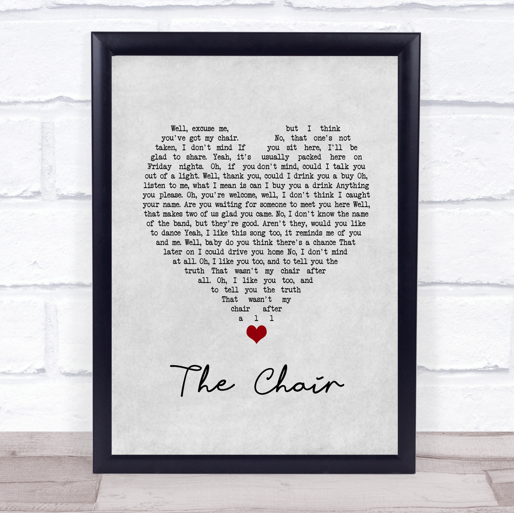 George Strait The Chair Grey Heart Song Lyric Quote Music Framed Print Party Animal Print